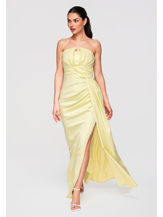 Ombre Ombre Sukienka wieczorowa LA-OM-DLR338 Żółty Slim Fit