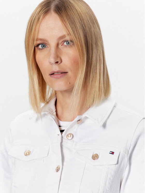 Tommy Hilfiger Tommy Hilfiger Džinsinė striukė WW0WW38108 Balta Slim Fit