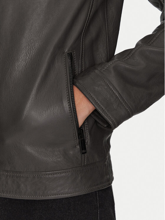 Mustang Mustang Lederjacke 310-24-055 Grau Regular Fit