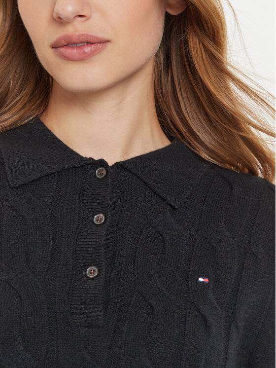 Tommy Hilfiger Tommy Hilfiger Sukienka dzianinowa WW0WW43085 Czarny Regular Fit