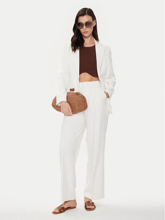 United Colors Of Benetton United Colors Of Benetton Spodnie materiałowe 4KCMDF06H Écru Relaxed Fit