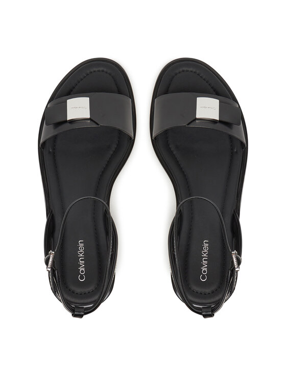 Calvin Klein Calvin Klein Sandály Flat Sandal W/Ck Hw - Lth HW0HW02367 Černá