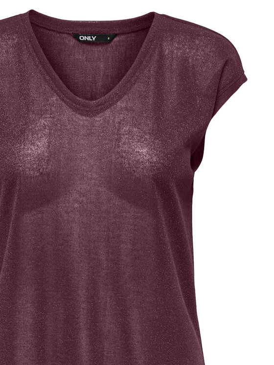 ONLY ONLY T-Shirt Silvery 15136069 Bordowy Loose Fit
