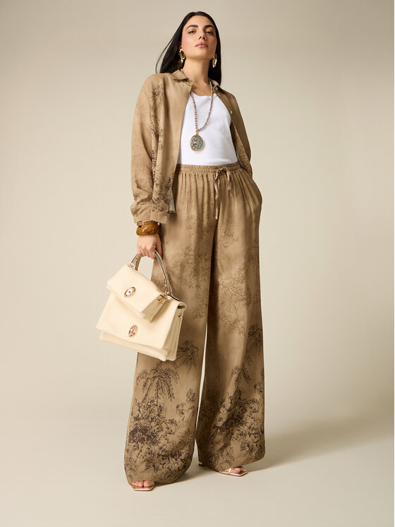 Oltre Oltre Pantaloni di tessuto P017J002674N0Z5 Marrone Baggy Fit