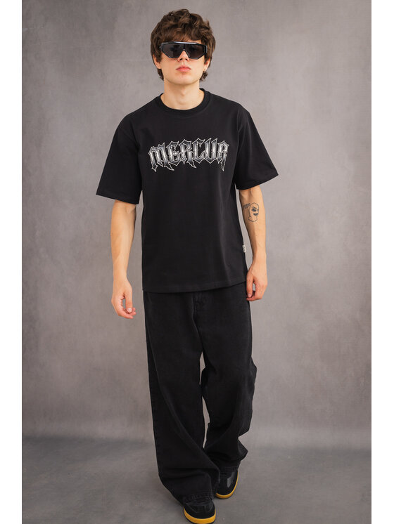 Mercur Mercur T-Shirt Gothic Czarny Comfortable Fit