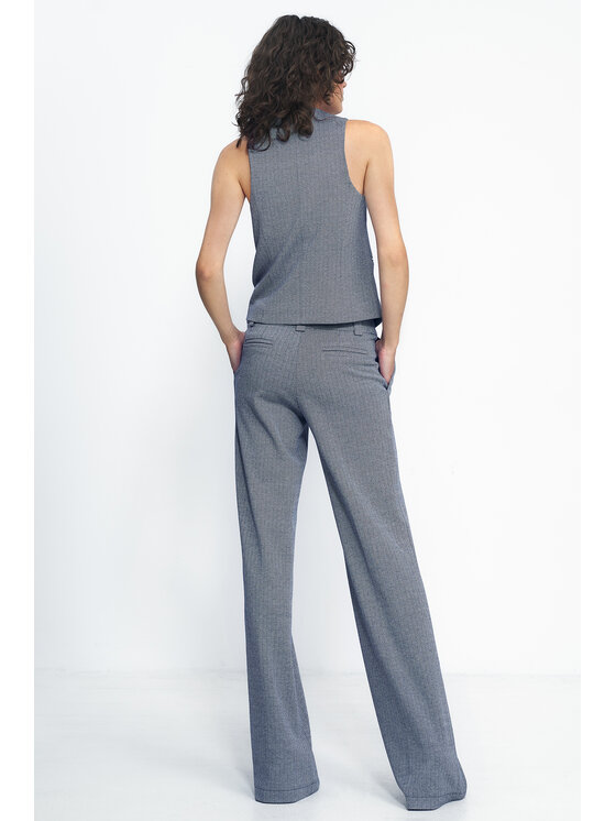 NIFE NIFE Kalhoty z materiálu SD82 Tmavomodrá Wide Leg