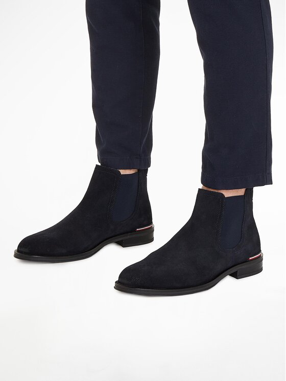 Tommy Hilfiger Tommy Hilfiger Μποτάκια με λάστιχο Core Rwb Hilfiger Suede Chelsea FM0FM04757 Μπλε