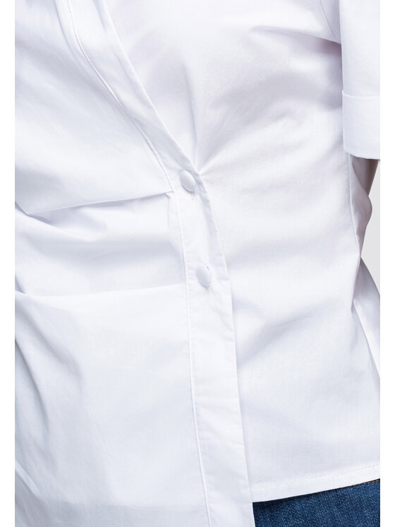 Ombre Ombre Bluzka OW-TS-E0041 Biały Authentic Slim Fit