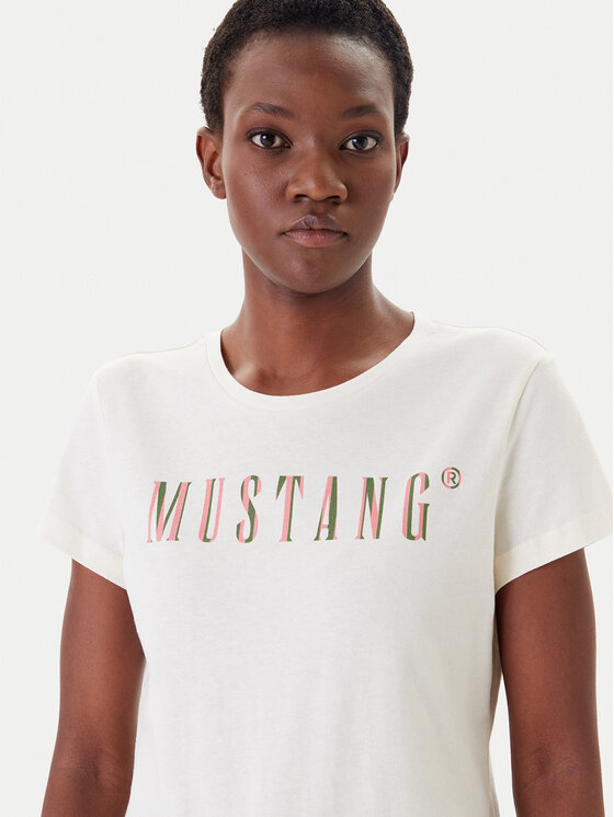 Mustang Mustang T-Shirt Loa 1016146 Εκρού Slim Fit