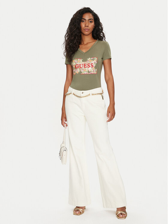 Guess Guess Majica W4GI23 J1314 Zelena Slim Fit