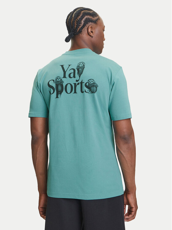 adidas adidas Tričko Yay Sports Verbiage Graphic JY1830 Tyrkysová Regular Fit