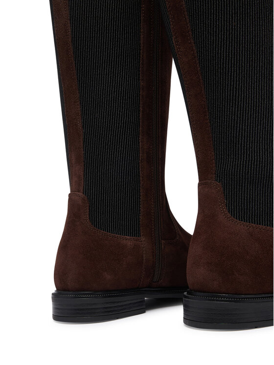 Tommy Hilfiger Tommy Hilfiger Cizme Enamel Flag Suede High Chelsea FW0FW09574 Maro închis