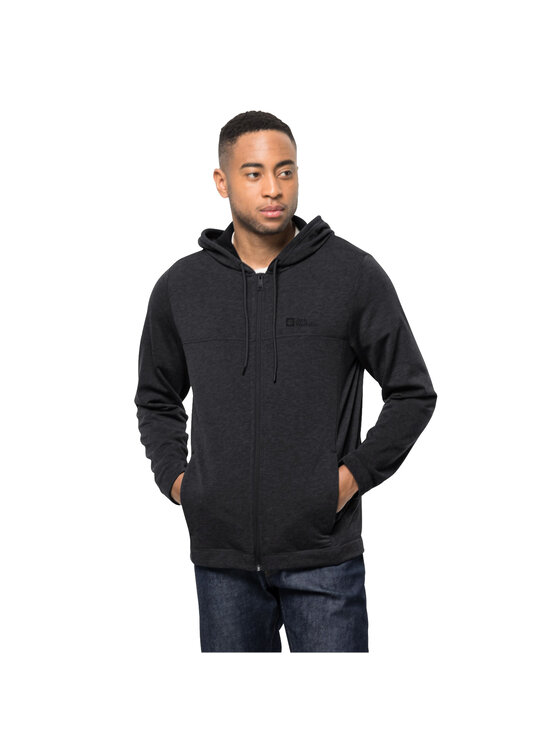 Jack Wolfskin Jack Wolfskin Felpa Jack Wolfskin Waldsee Hooded Jkt M Nero Regular Fit