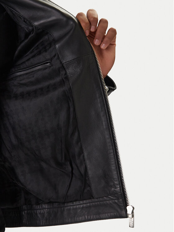 KARL LAGERFELD KARL LAGERFELD Ādas jaka 555022 561421 Melns Slim Fit