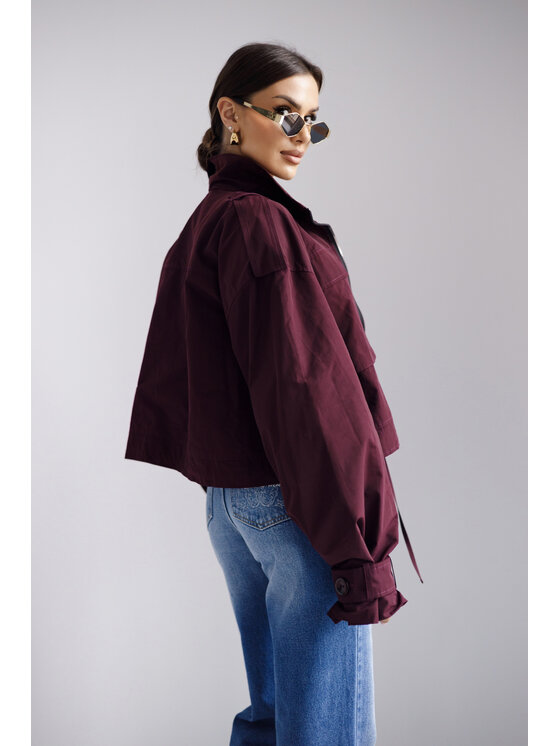 LilaLou LilaLou Kurtka bomber Lilka Bordowy Regular Fit