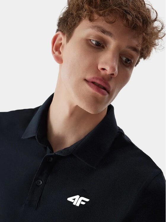 4F 4F Polo 4FWSS25TPTSM705-31S Niebieski Regular Fit