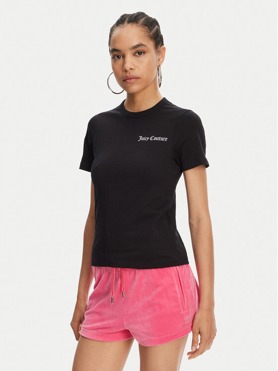 Juicy Couture Juicy Couture Marškinėliai La Beach JCWCT125319 Juoda Regular Fit