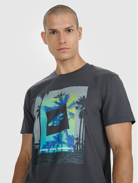 4F 4F T-Shirt FOB SUMMER Szary ciemny Regular Fit