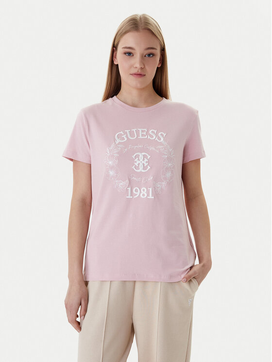 Guess Guess T-shirt V6RI12 J1314 Ružičasta Regular Fit