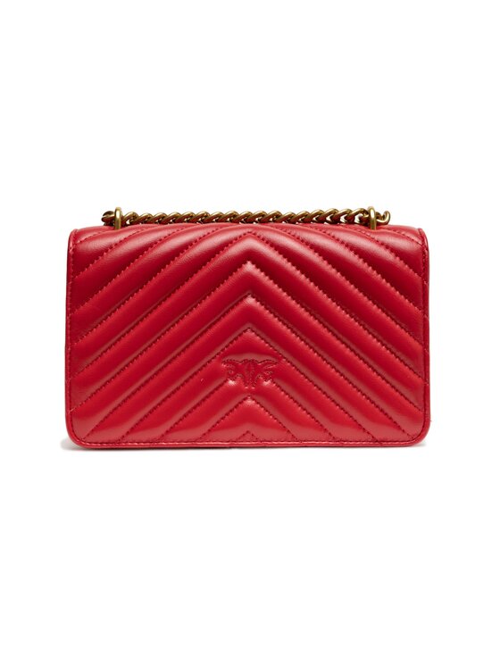 PINKO PINKO Torebka Red Leather Love One Mini Shoulder Czerwony