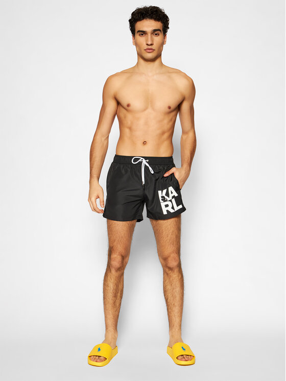 KARL LAGERFELD KARL LAGERFELD Plavecké šortky Classic KL21MBS02 Černá Regular Fit