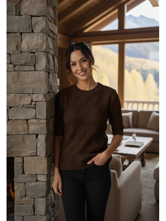 FIGL FIGL Sweter M1261 Brązowy Regular Fit