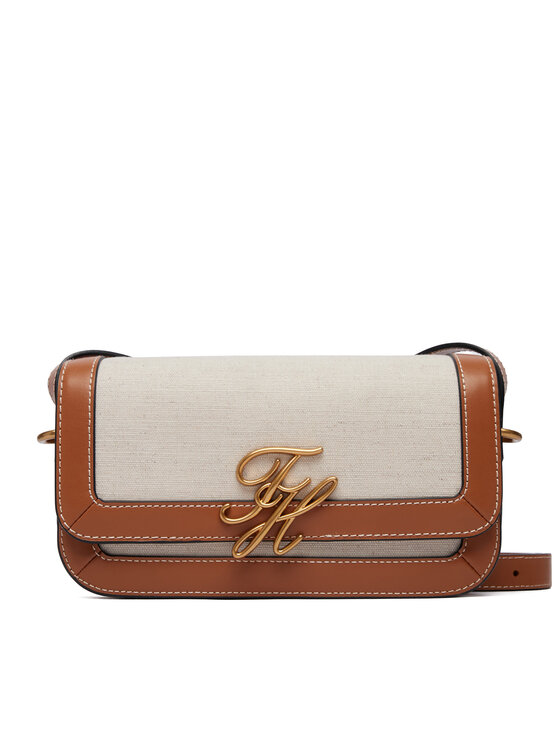 Tommy Hilfiger Tommy Hilfiger Torbica Th Script Flap Crossover Canvas AW0AW18737 Krem