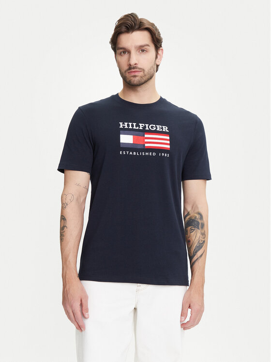 Tommy Hilfiger Tommy Hilfiger T-Shirt American Monotype MW0MW39843 Granatowy Regular Fit