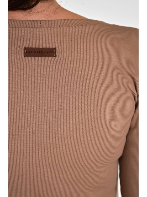 Infinite You Infinite You Bluzka M284 Beżowy Basic Fit