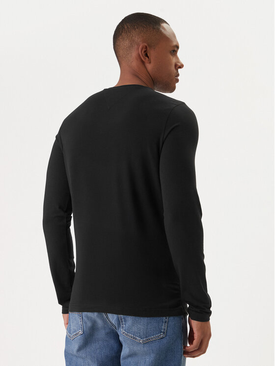 Tommy Hilfiger Tommy Hilfiger Тениска с дълъг ръкав Stretch Tee MW0MW10804 Черен Slim Fit