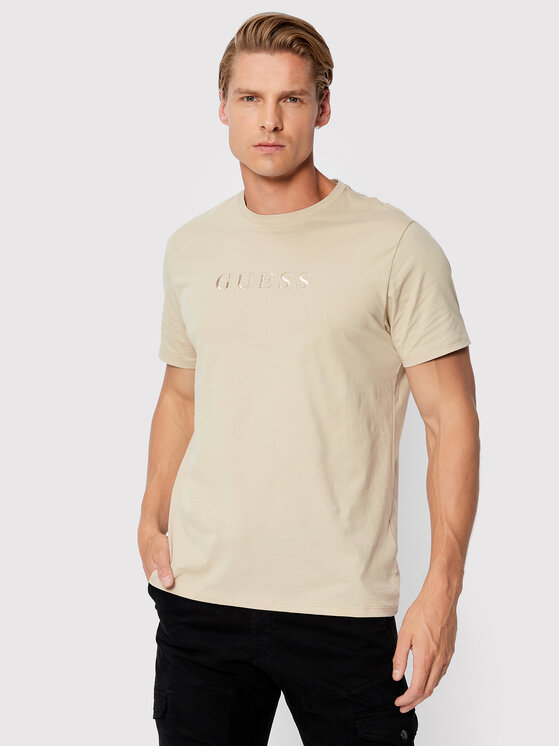 Guess Guess T-Shirt M2BP47 K7HD0 Μπεζ Regular Fit