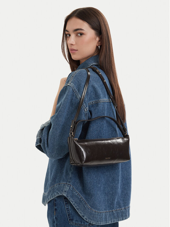 Calvin Klein Geantă Foil Logo Glossy Conv Bag LV04F3738G Maro