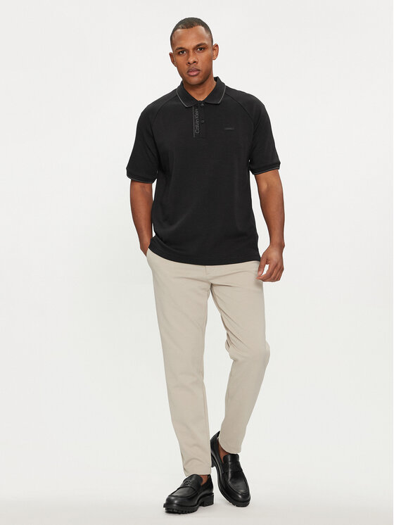 Calvin Klein Calvin Klein Polo Logo Tape K10K112463 Czarny Regular Fit