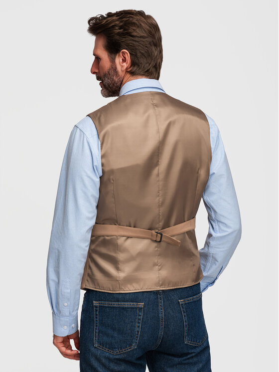 Ombre Ombre Kamizelka V66 Brązowy Slim Fit