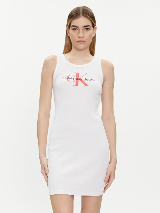 Calvin Klein Jeans Calvin Klein Jeans Ljetna haljina Archival Monologo J20J223069 Bijela Slim Fit