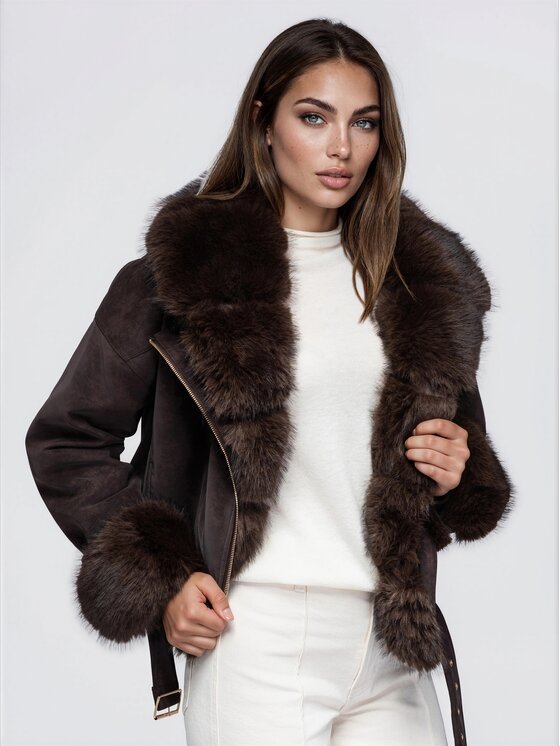Ombre Ombre Kurtka przejściowa OW-JT-E0013 Brązowy Regular Fit