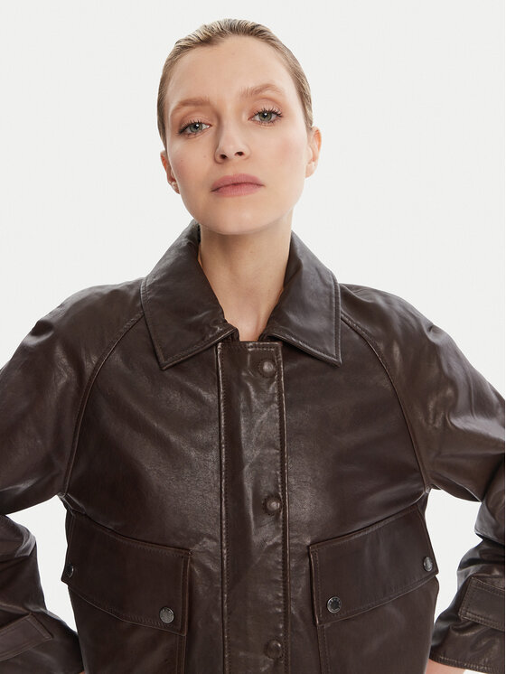 Weekend Max Mara Weekend Max Mara Giacca di pelle Berbice 2525446021 Marrone Regular Fit