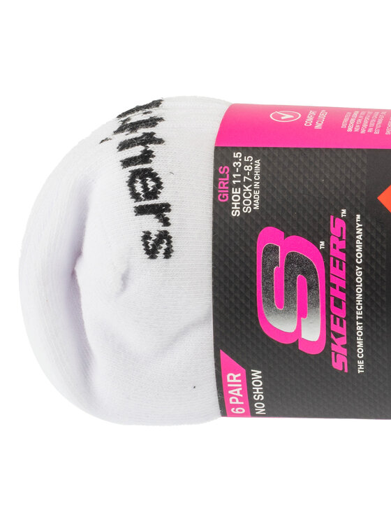 Skechers Skechers Skarpety krótkie 6pk Girls Cotton Ns Socks Biały