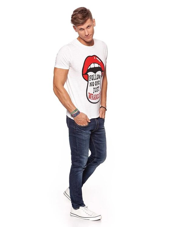 Wrangler Wrangler T-shirt FESTIVAL TEE Beige Regular Fit