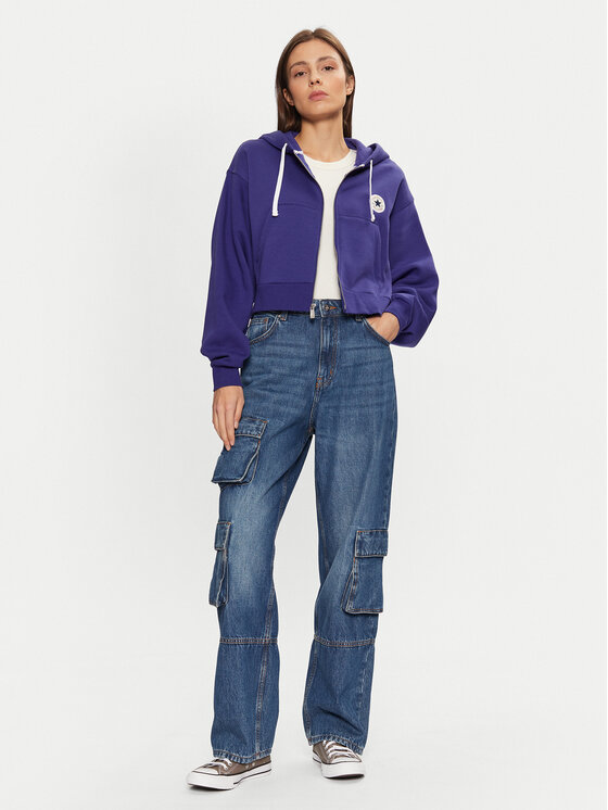 Converse Converse Majica dugih rukava Retro 10026150-A08 Plava Loose Fit