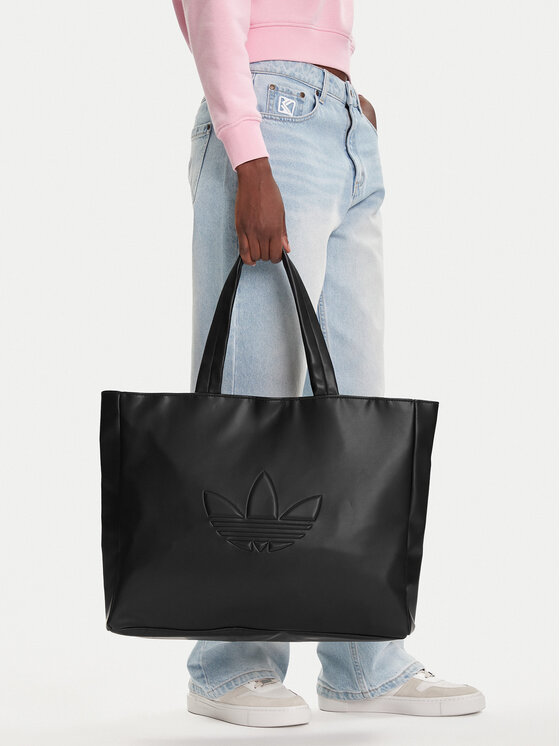 【adidas】Polyurethane Outline Trefoil Shopper Bag/JC6000 Polyurethane Shopper Bag Outline Trefoil - Black | adidas