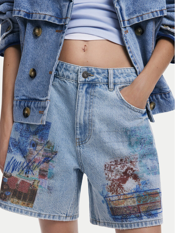 Desigual Desigual Džínsové šortky Inidan 25SWDD24 Modrá Straight Fit