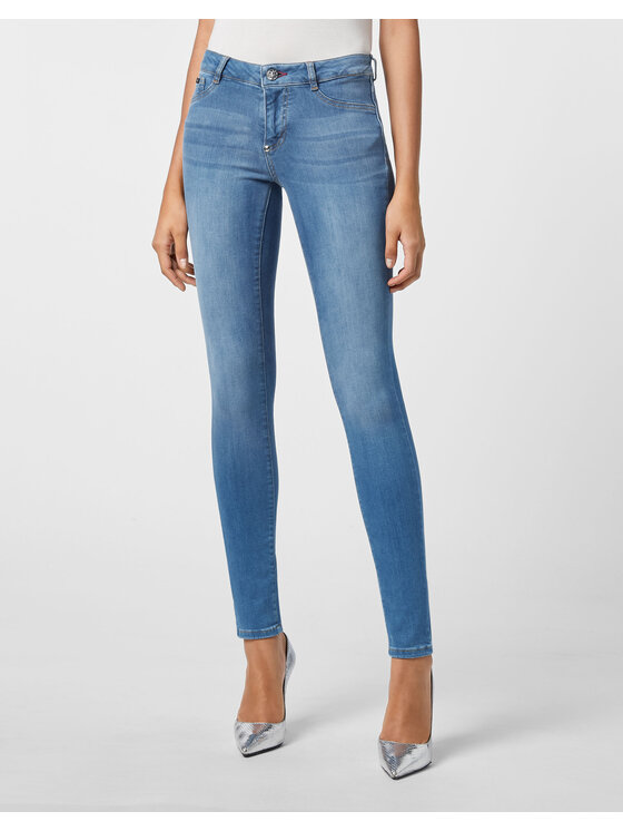 PHILIPP PLEIN PHILIPP PLEIN Jegginsy 5461 Niebieski jasny Jegging Fit
