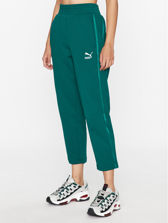 Puma Spodnji del trenirke T7 621467 Zelena Regular Fit