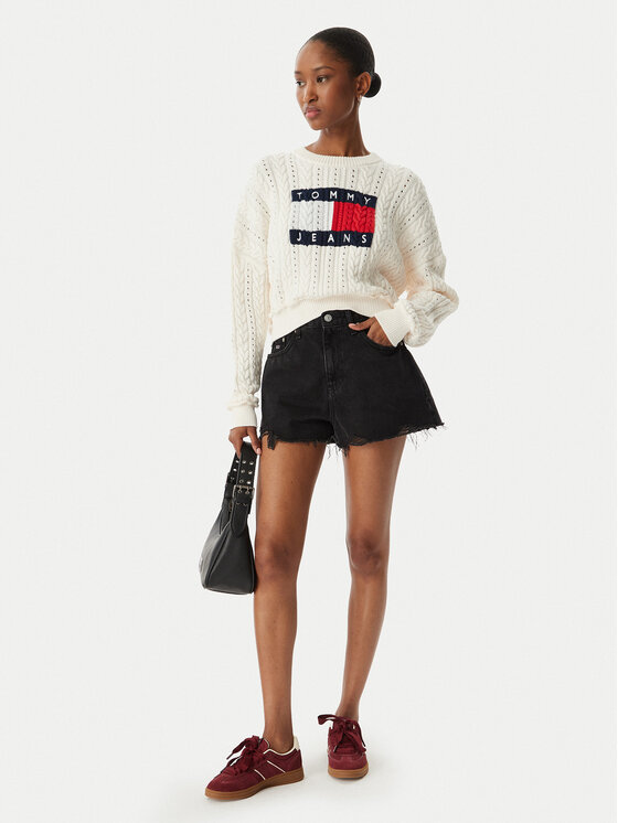 Tommy Jeans Tommy Jeans Sveter Intarsia Flag Badge DW0DW22317 Krémová Regular Fit