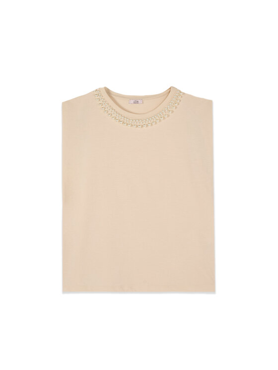 Oltre Oltre Top G00BJ004337N013 Kremowy Regular Fit