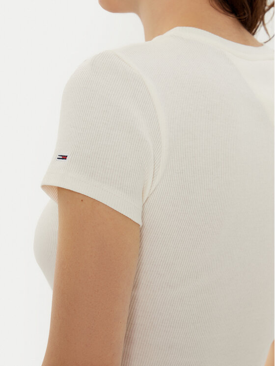 Tommy Jeans Tommy Jeans T-Shirt DW0DW19435 Εκρού Slim Fit