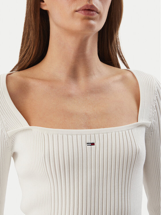 Tommy Jeans Tommy Jeans Bluză DW0DW23544 Alb Slim Fit