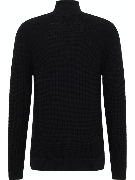 Mustang Mustang Sweter Style Emil T Ziptroyer Czarny Regular Fit