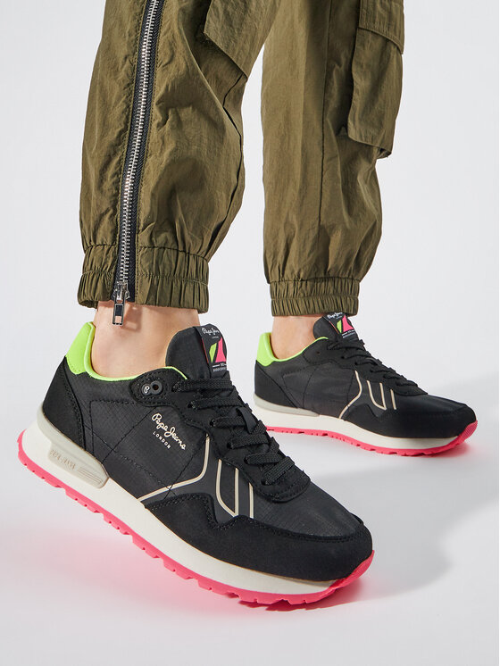 Pepe Jeans Pepe Jeans Sneakersy Brit Neon W PLS40011 Černá